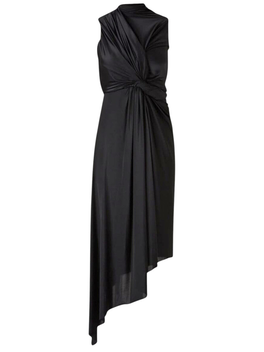 Black Solid Knee Length Dress 1