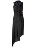 Black Solid Knee Length Dress 1