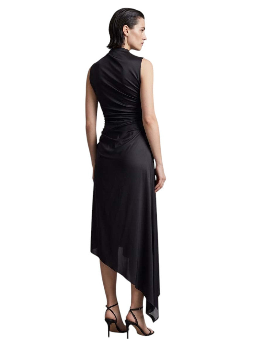 Black Solid Knee Length Dress 4