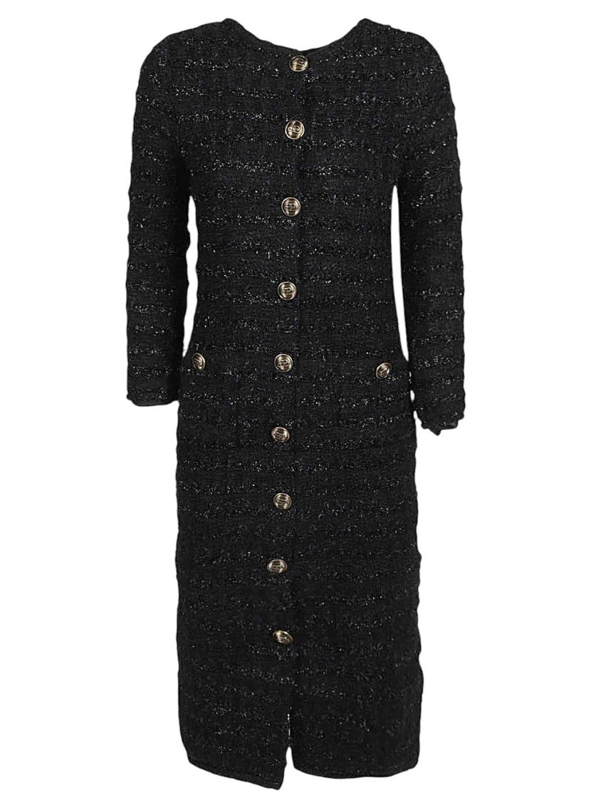Black Textured Midi Dress 1