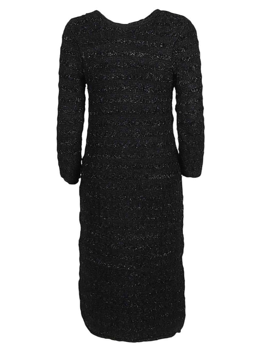 Black Textured Midi Dress 2