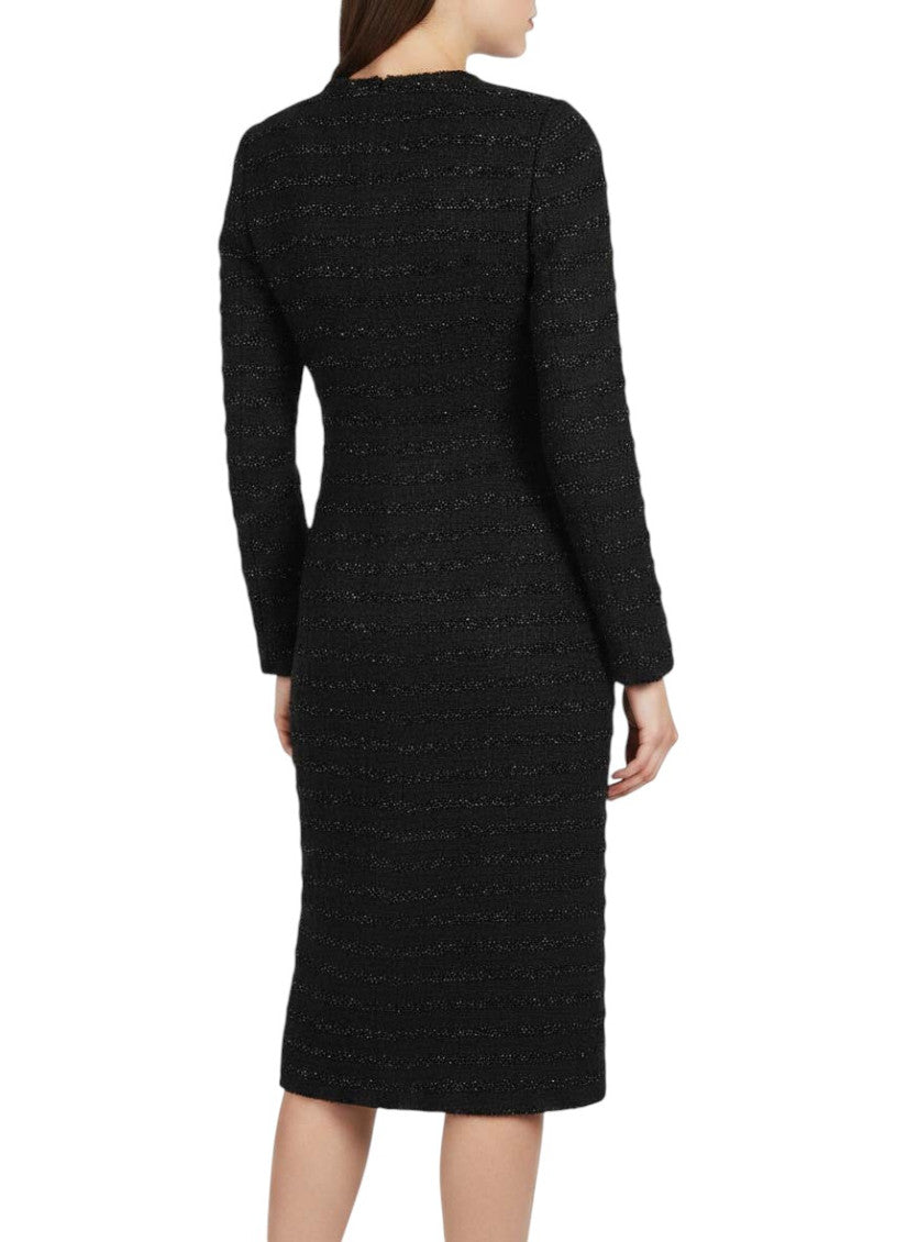 Black Textured Midi Dress 4