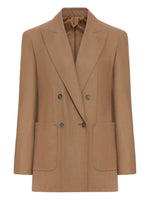 Brown Double-breasted Wool Blazer 1