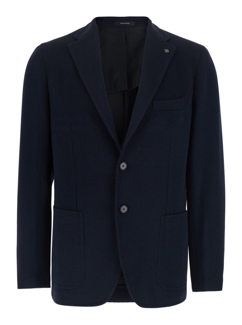 Navy Blue Textured Blazer 1