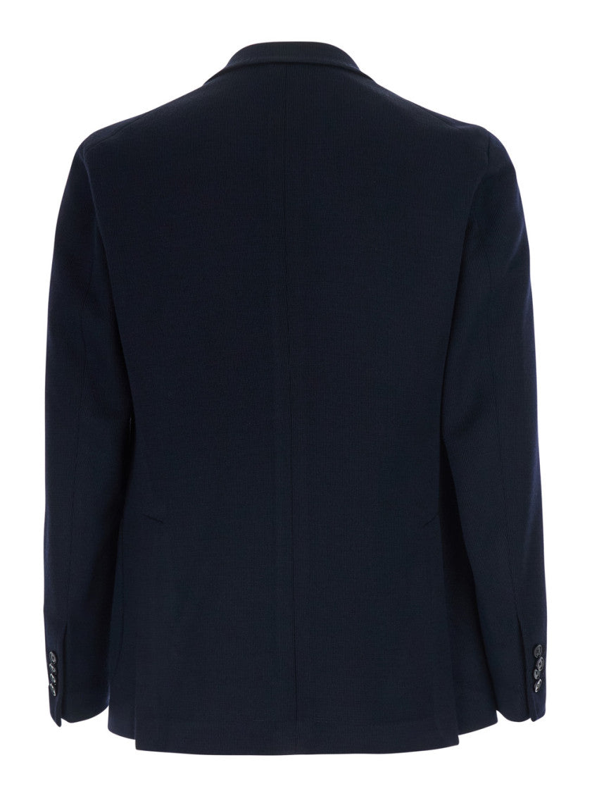 Navy Blue Textured Blazer 2
