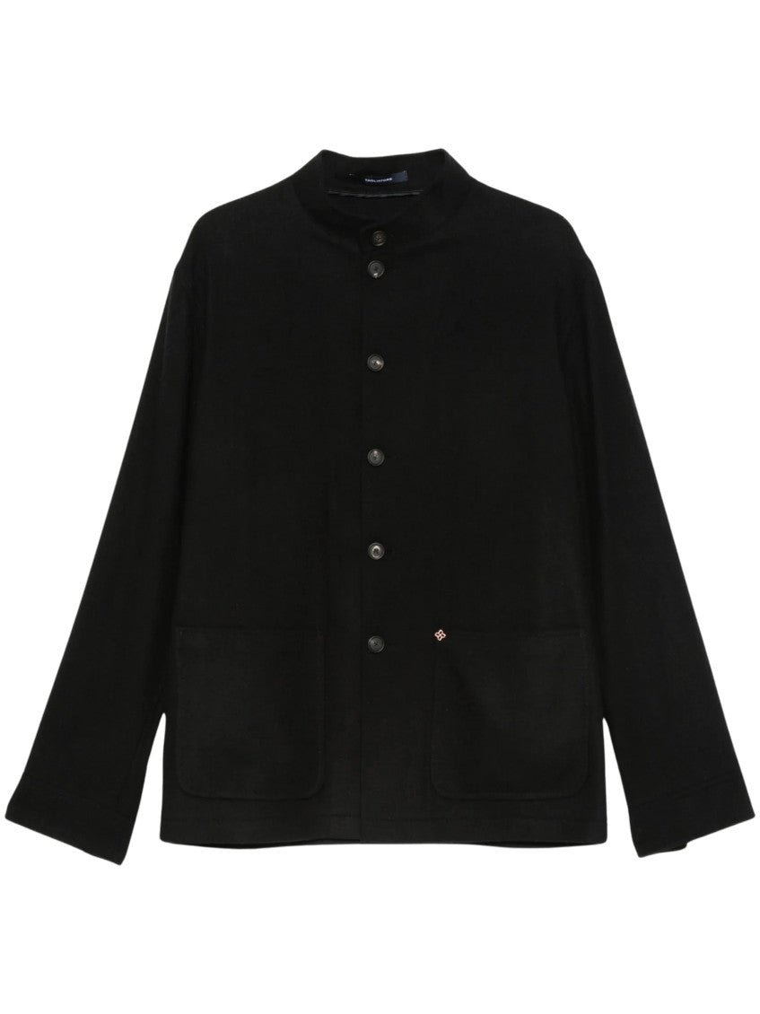 Black Mandarin Collar Blazer 1