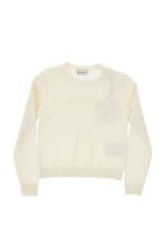 Girls White Wool Crewneck Sweater 1