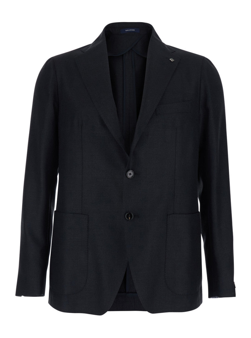 Dark Blue Notched Lapel Blazer 1