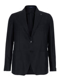 Dark Blue Notched Lapel Blazer 1