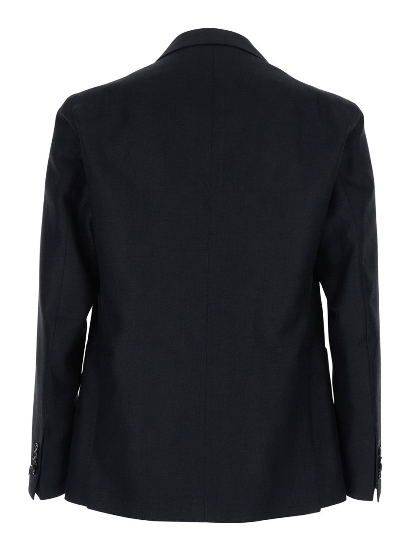 Dark Blue Notched Lapel Blazer 2