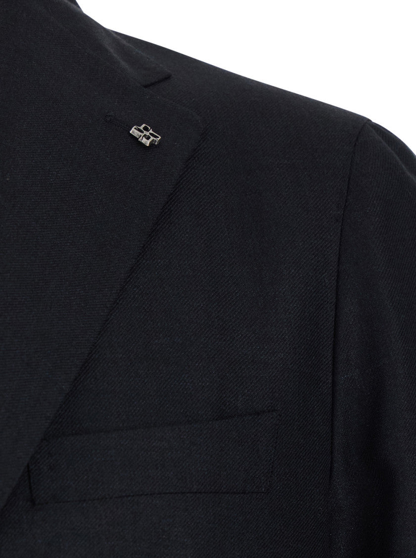 Dark Blue Notched Lapel Blazer 3