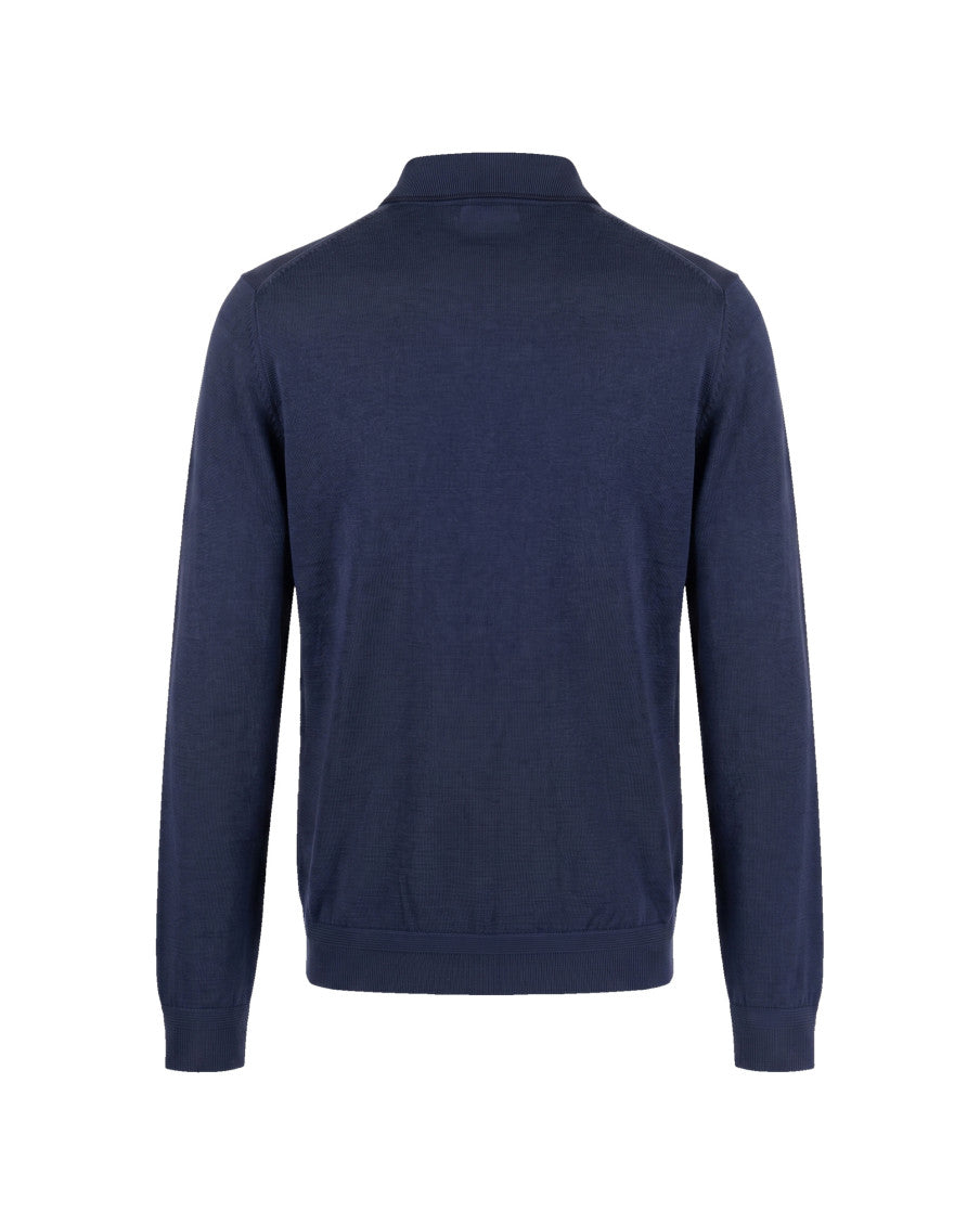 Navy Knitted Polo Sweater 2