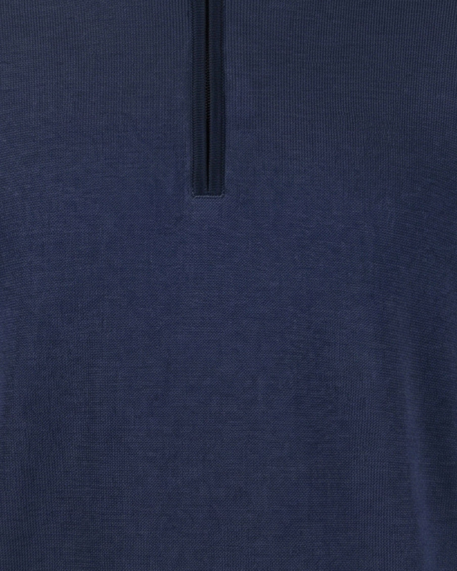 Navy Knitted Polo Sweater 3