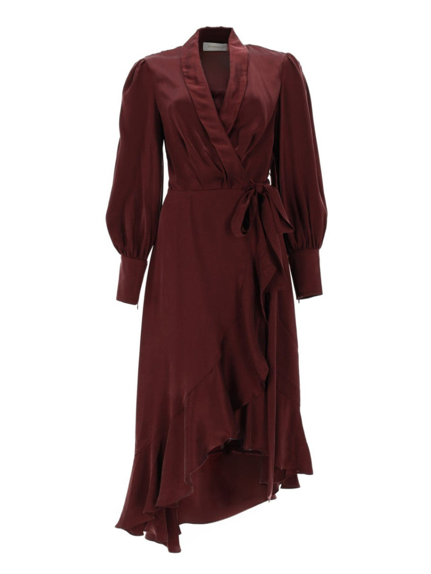 Brown V Neck Midi Dress 1