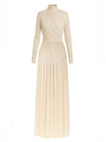 Off White Pleated Turtle Neck Dress 1