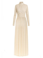 Off White Pleated Turtle Neck Dress 1