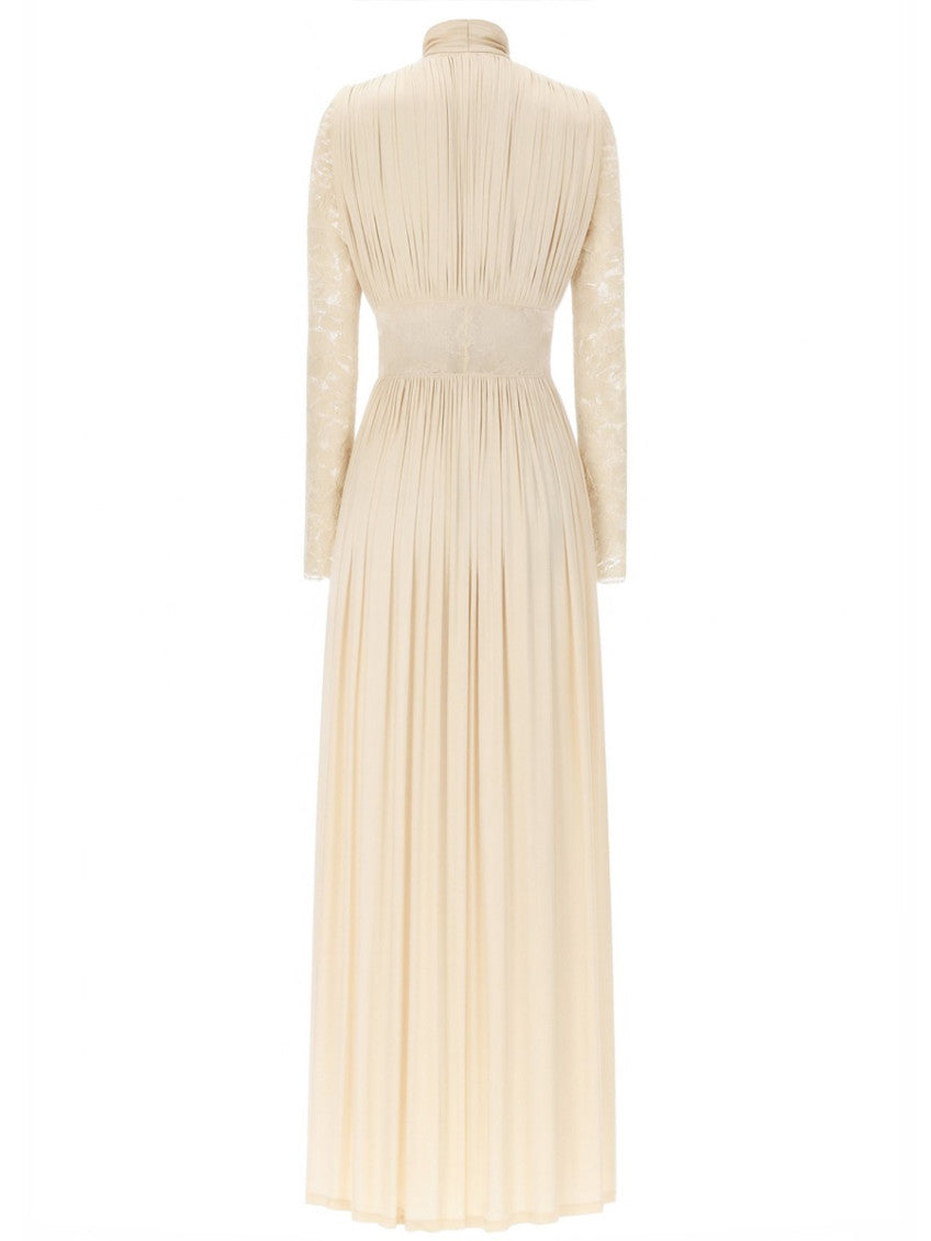 Off White Pleated Turtle Neck Dress 3