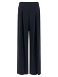 Dark Blue Straight Pleated Pants 1