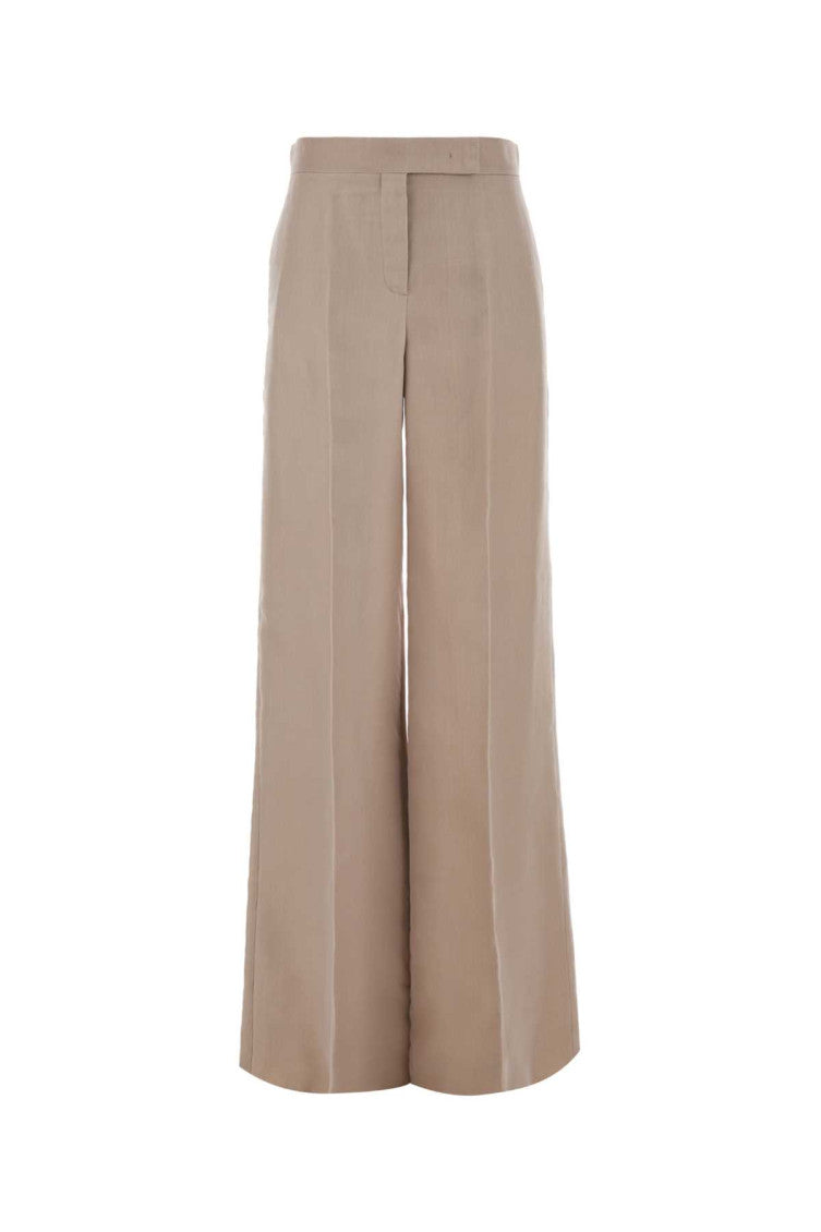 Brown Flared Flat Front Pants 1