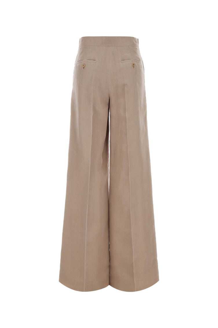 Brown Flared Flat Front Pants 2