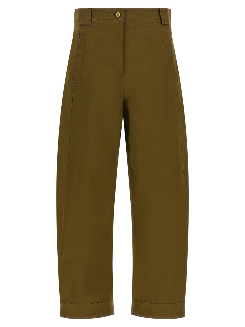 Green Tapered Flat Front Pants 1