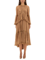 Beige Round Neck Midi Dress 1