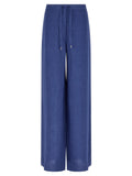Blue Straight Drawstring Pants 1