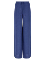 Blue Straight Drawstring Pants 1