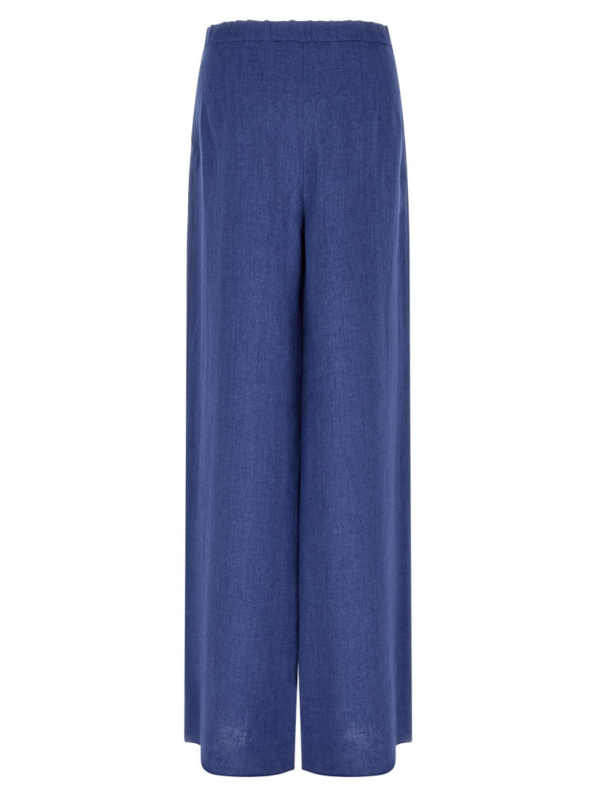 Blue Straight Drawstring Pants 2