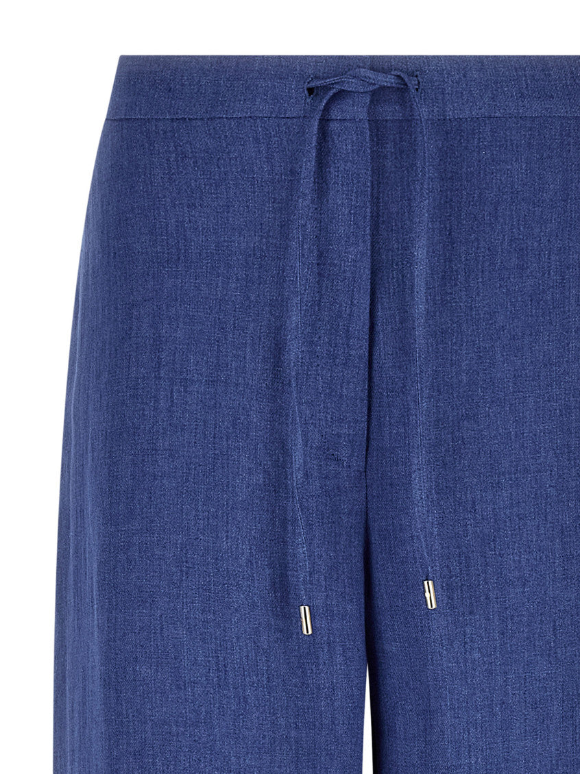 Blue Straight Drawstring Pants 3