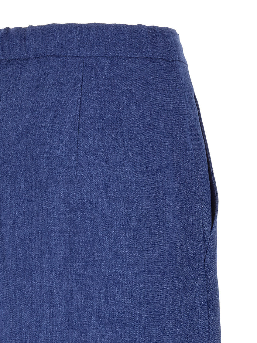 Blue Straight Drawstring Pants 4