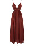 Brown V Neck Maxi Dress 1