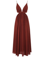 Brown V Neck Maxi Dress 1