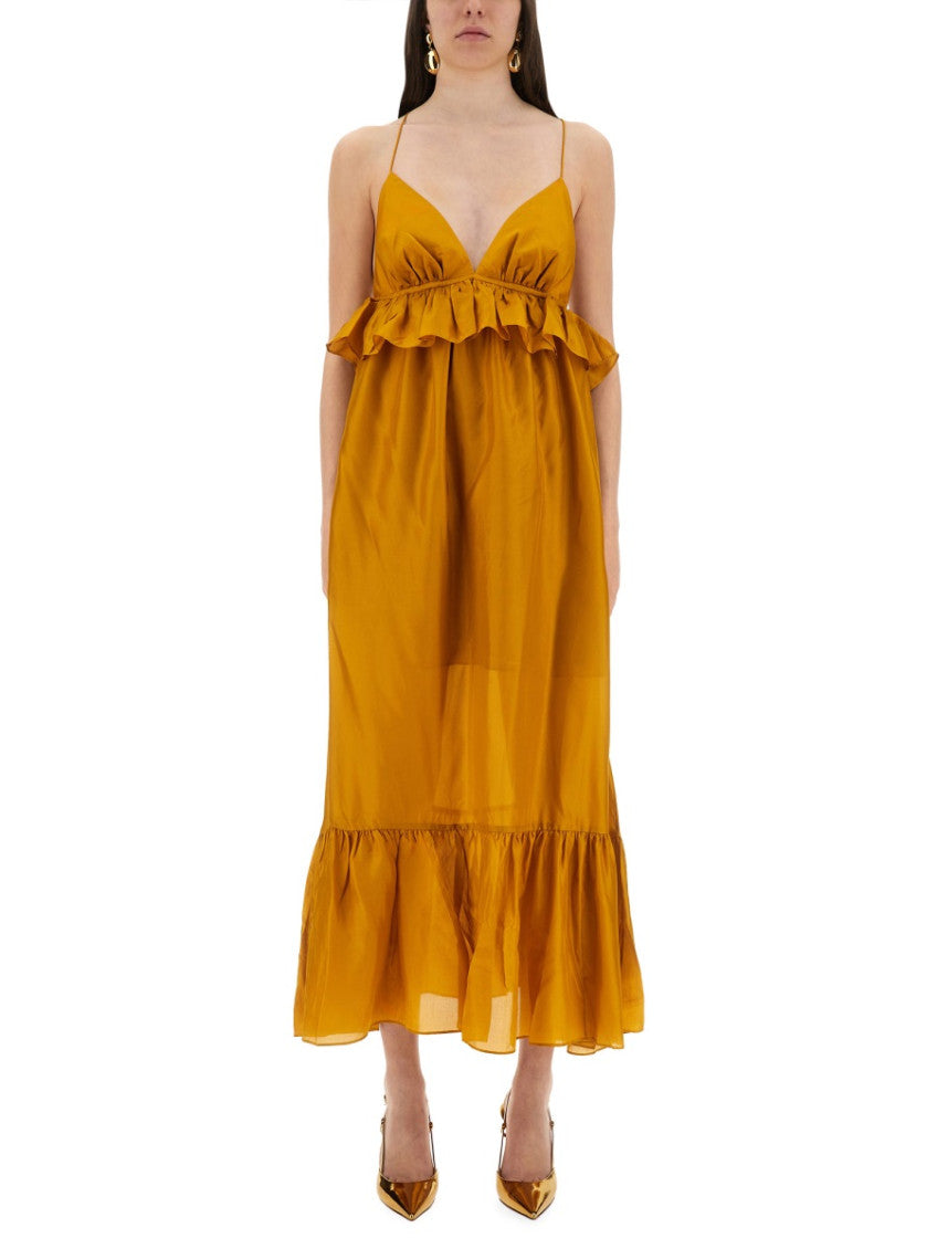 Yellow V Neck Maxi Dress 1