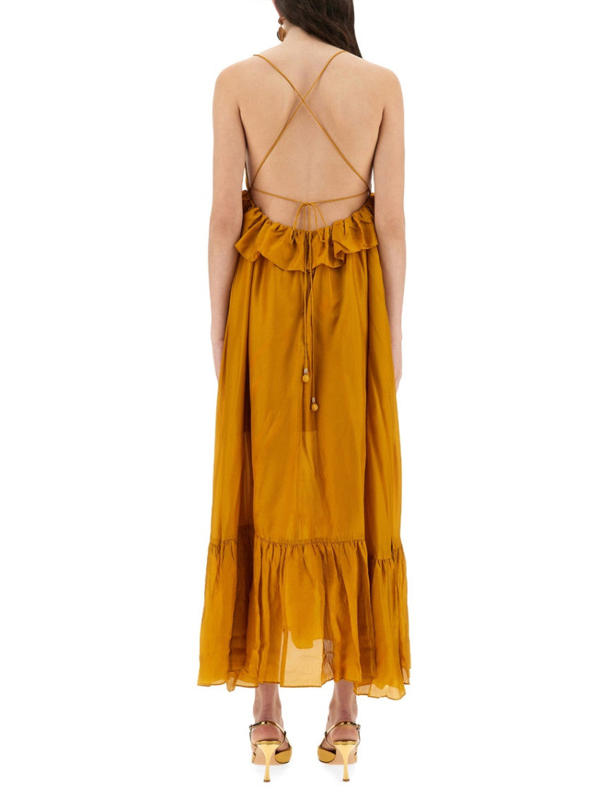 Yellow V Neck Maxi Dress 2