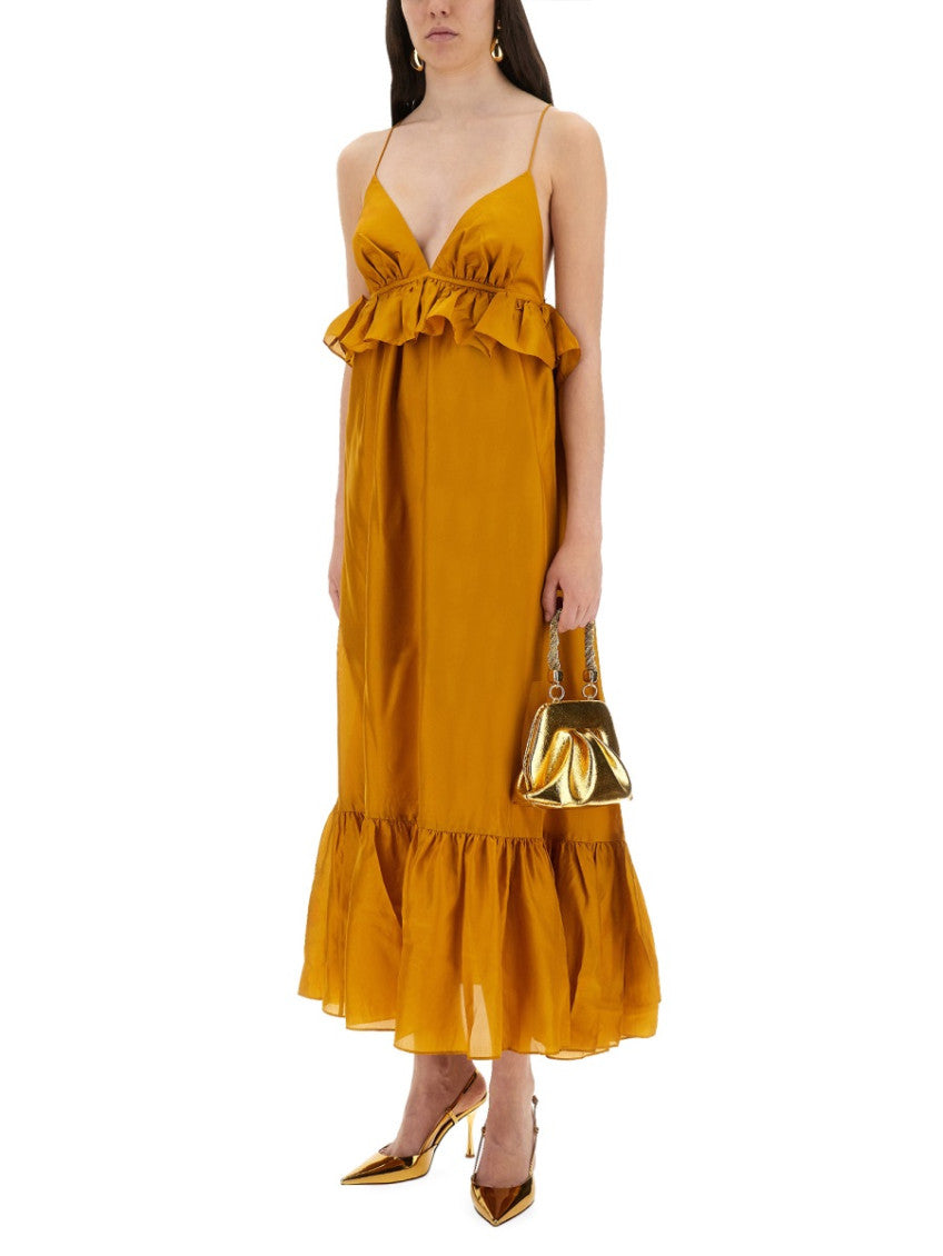 Yellow V Neck Maxi Dress 3