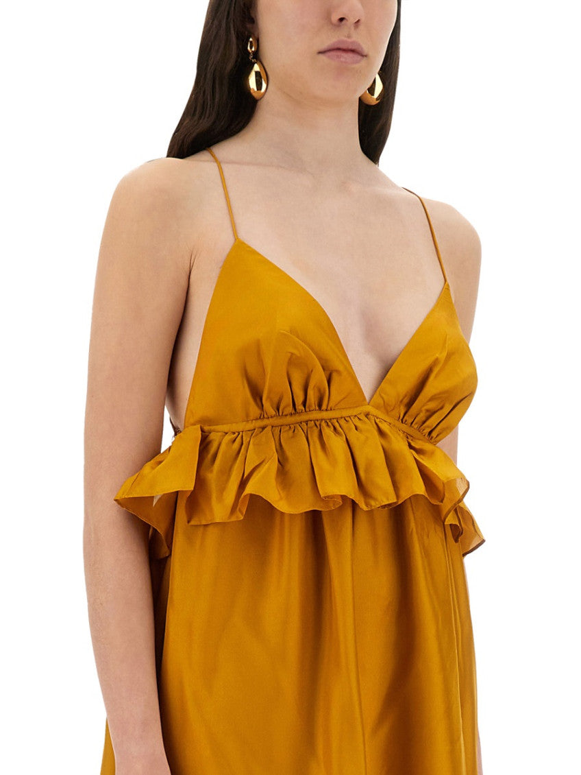 Yellow V Neck Maxi Dress 4