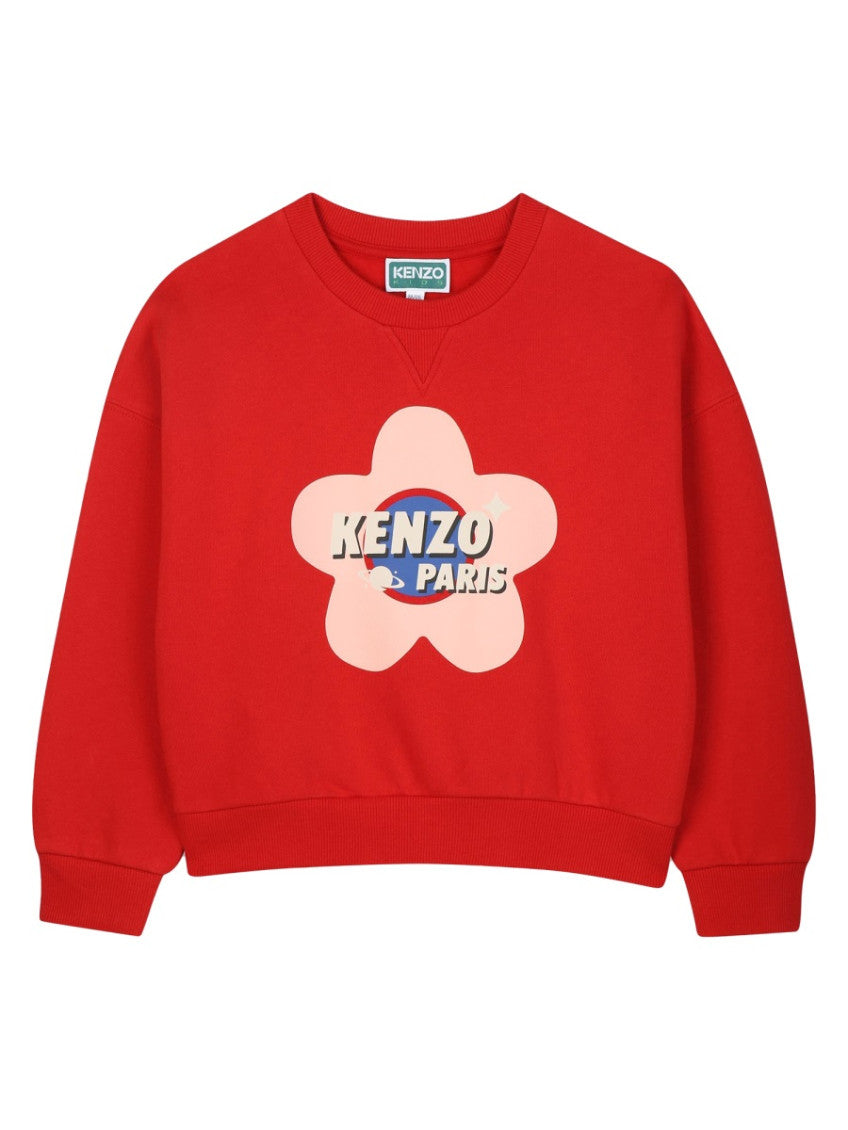 Girls Red Floral Logo Sweatshirt 1