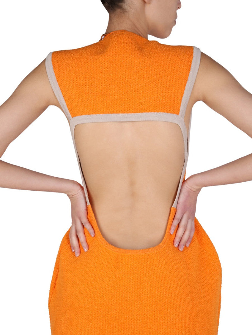 Orange Textured Crew Neck Mini Dress 4