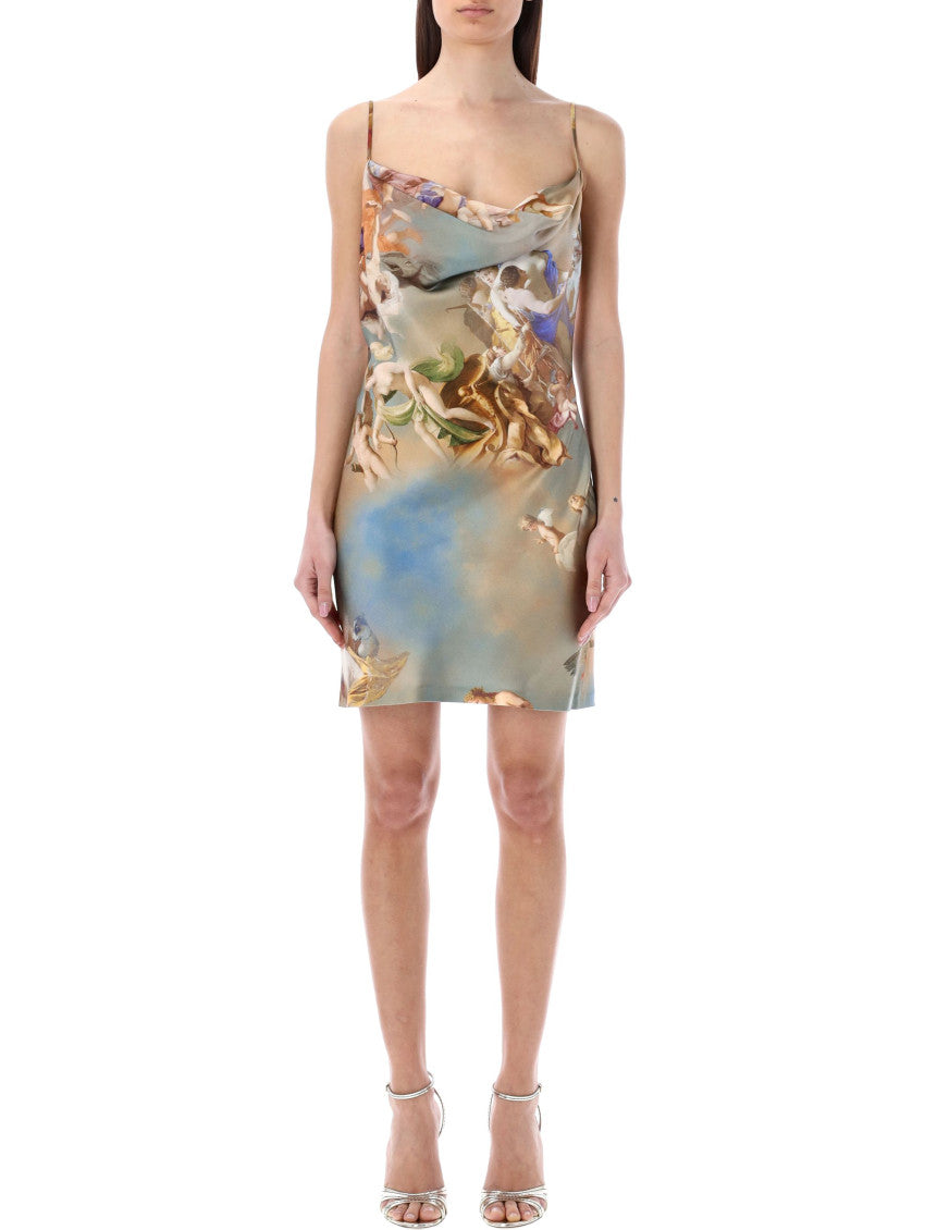 Multicolor Graphic Cowl Neck Mini Dress 1
