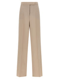 Beige Tailored Flat Front Pants 1