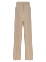 Beige Tailored Flat Front Pants 1