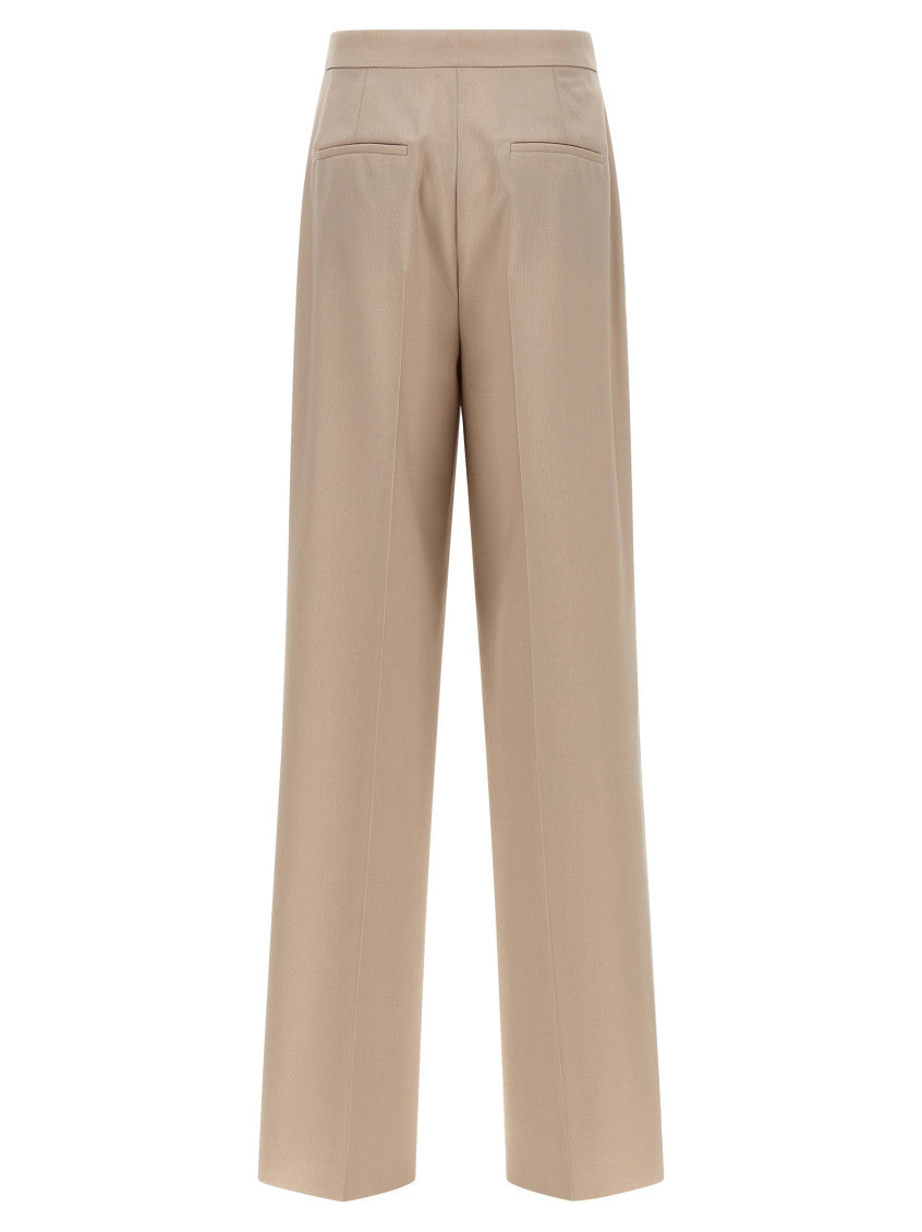 Beige Tailored Flat Front Pants 2