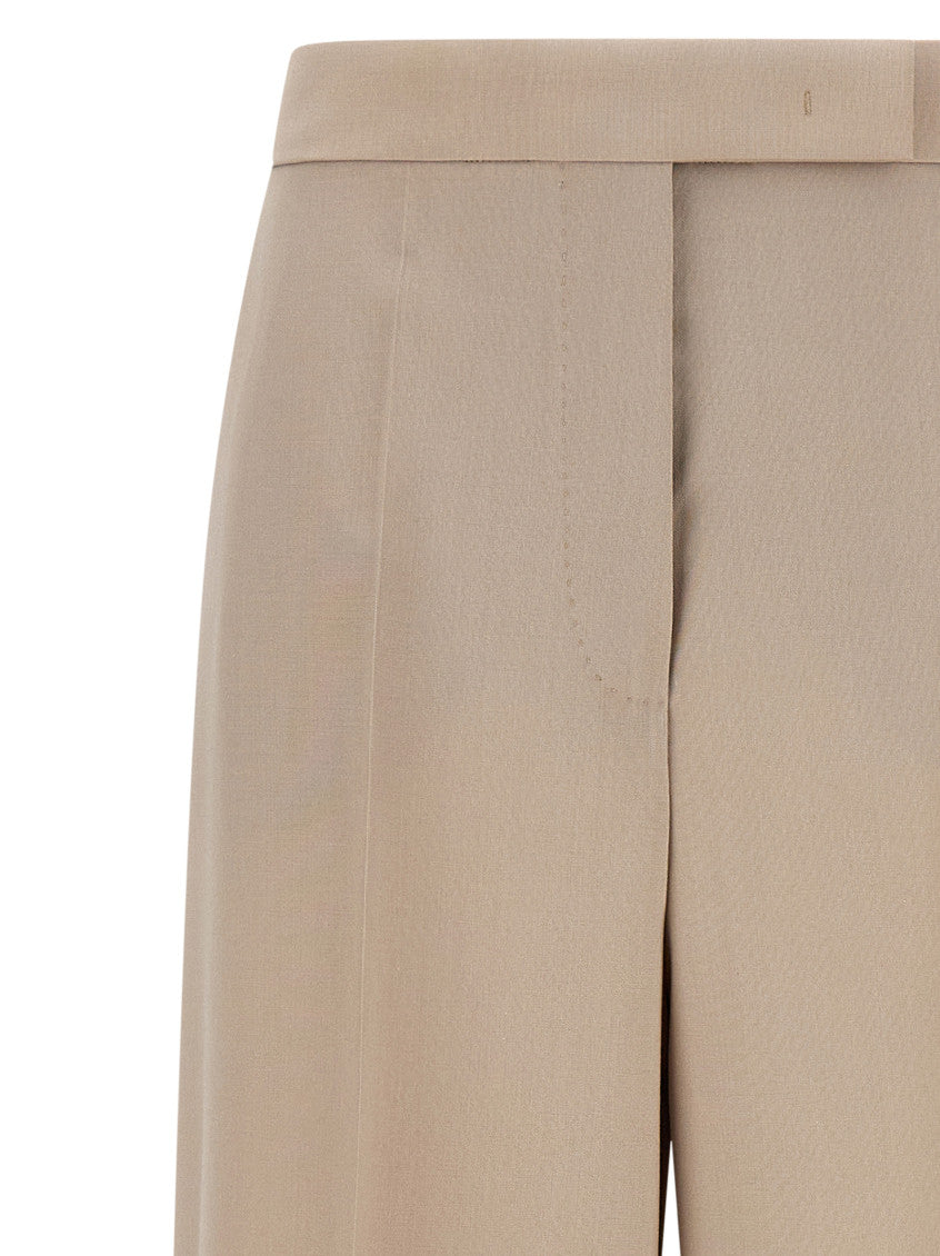 Beige Tailored Flat Front Pants 3