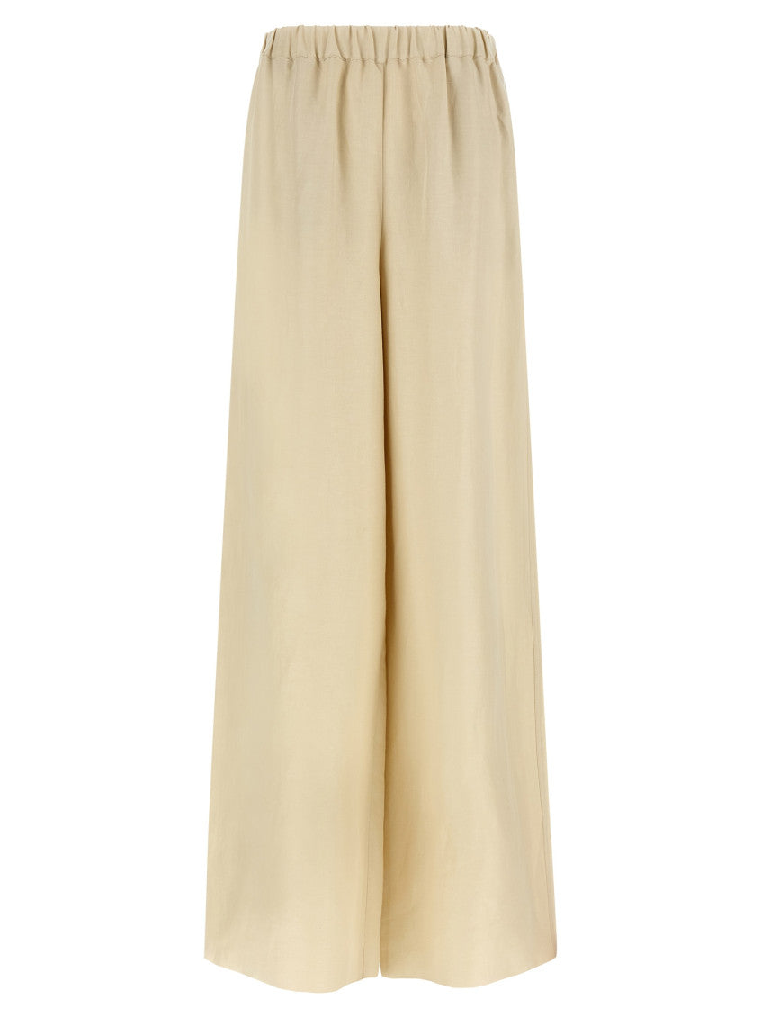 Beige Straight Elasticated Pants 1