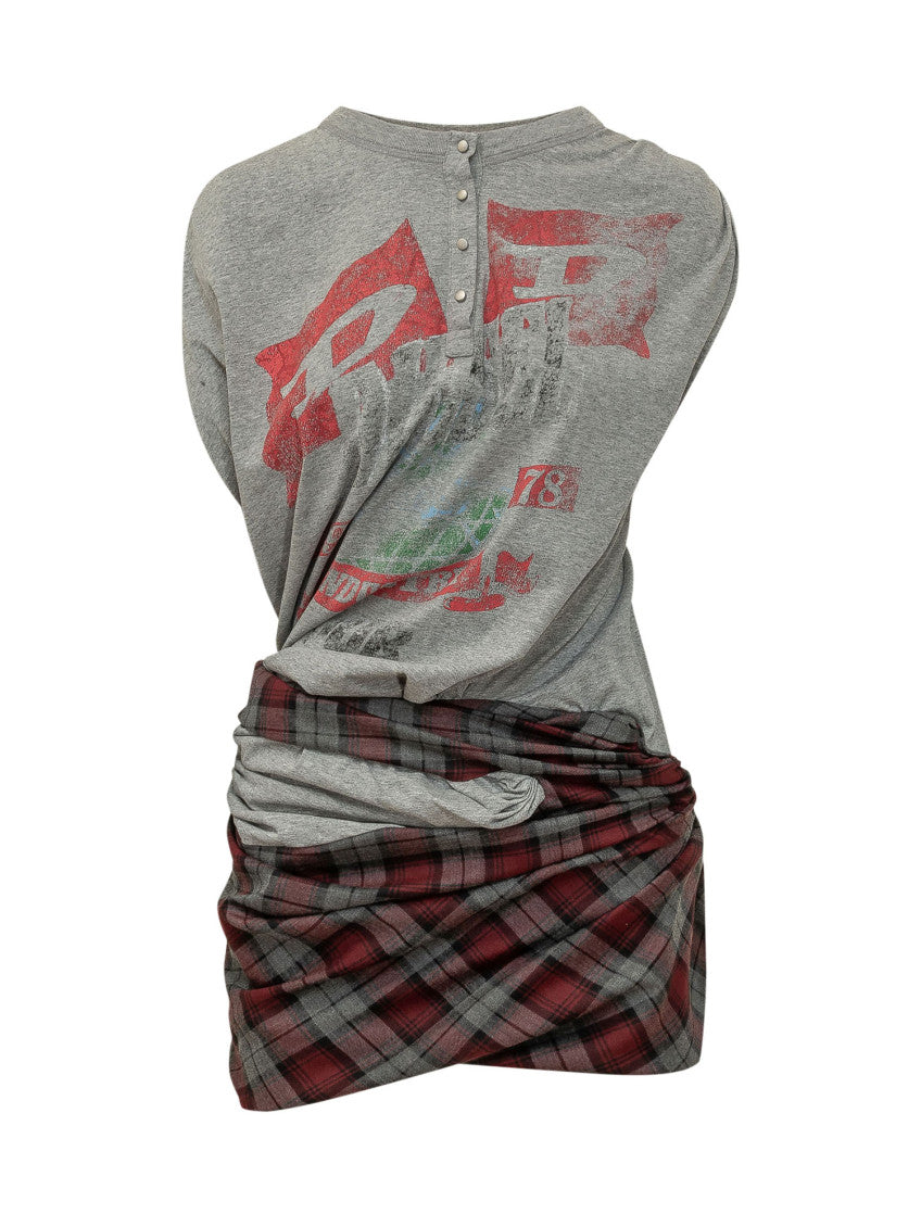 Grey Graphic Henley Mini Dress 1