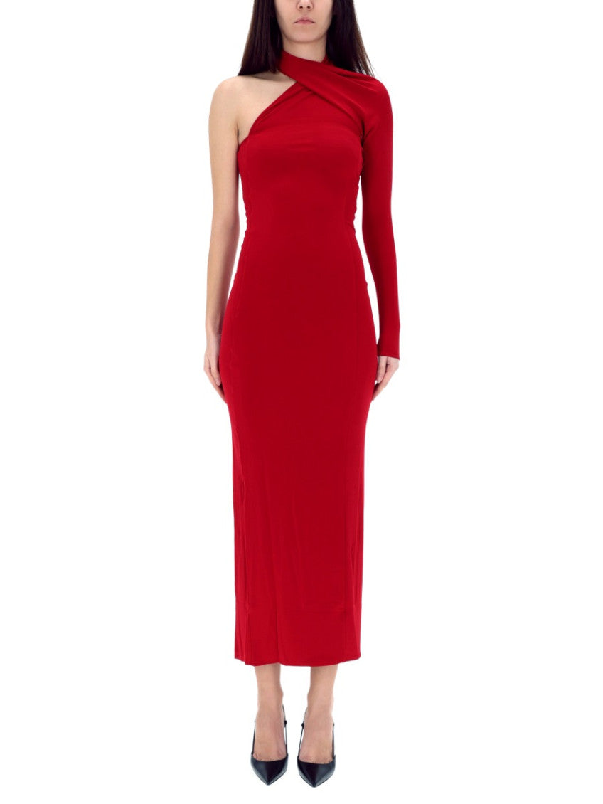 Red One Shoulder Maxi Dress 4