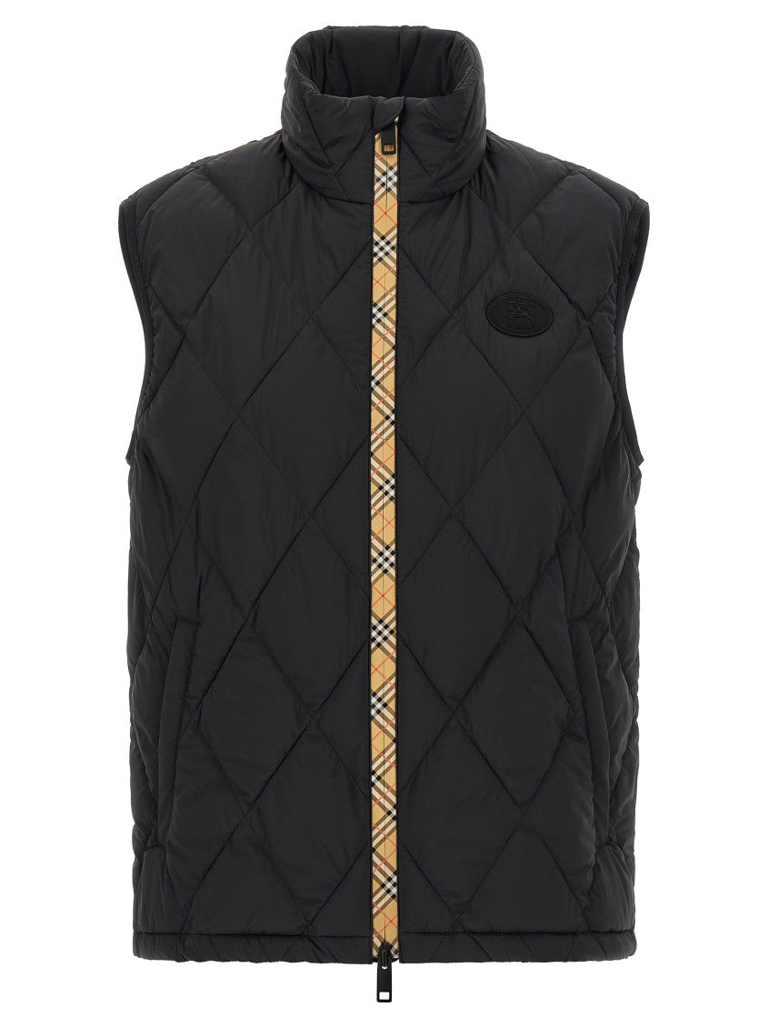 Black Quilted Sleeveless Jacket 1