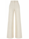 Off White Flared Flat Front Pants 1