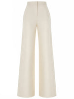 Off White Flared Flat Front Pants 1